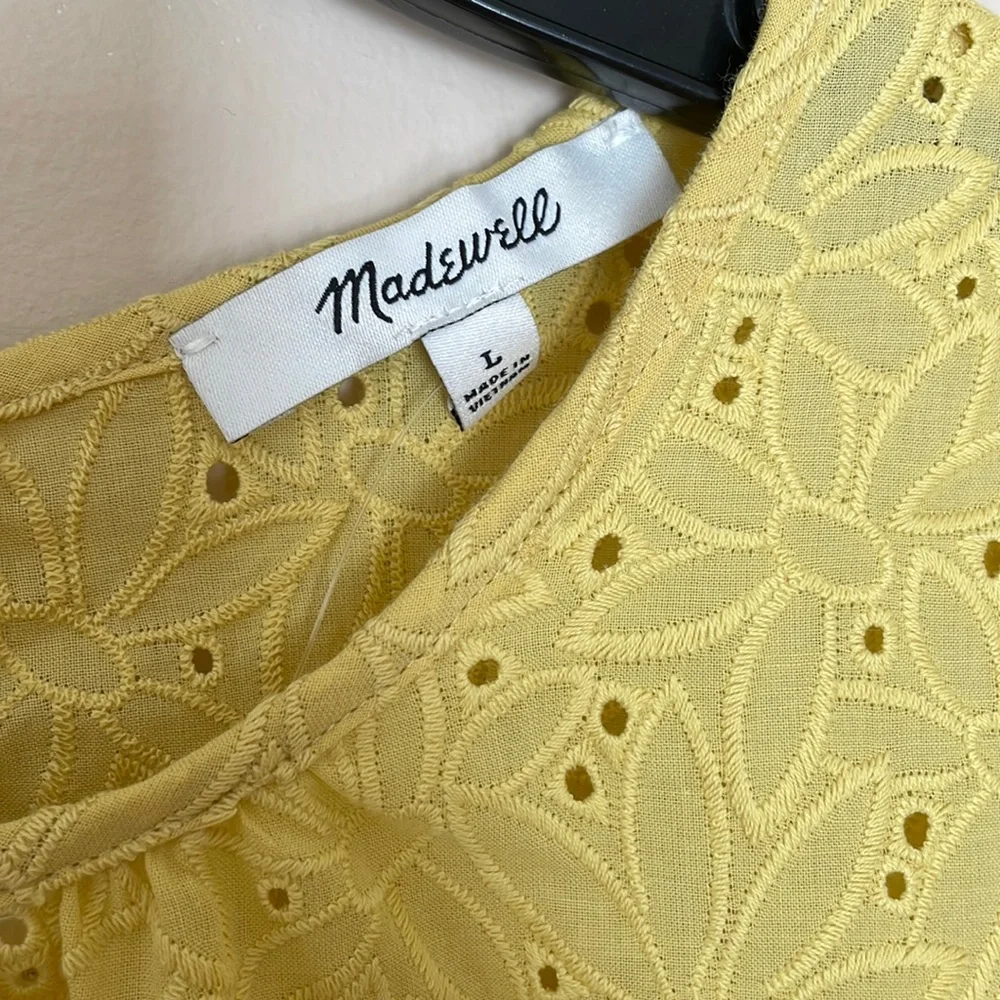 Madewell Yellow Eyelet Puff-Sleeve Top
